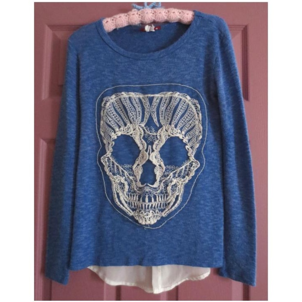 **2/$18!** Blue Skeleton Sweater/Blouse